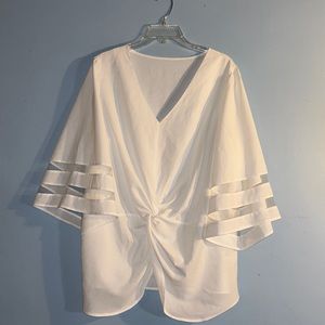 Off white sheer bell sleeve top size 1x